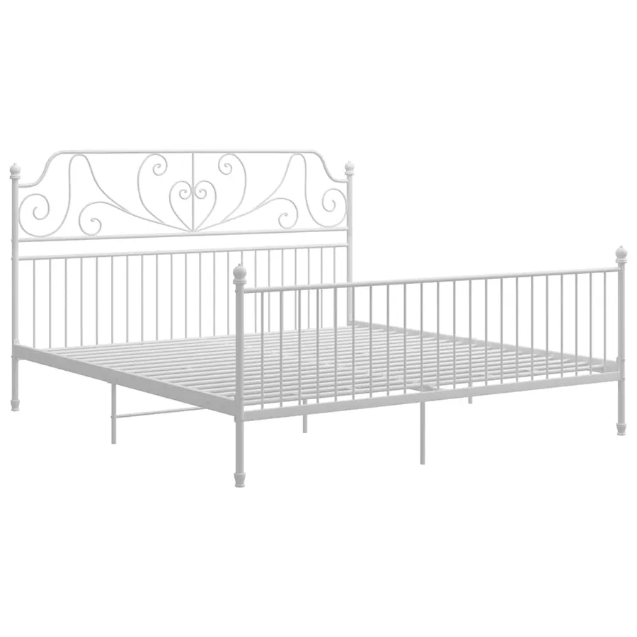 Cadre de lit sans matelas blanc métal 200x200 cm - 2