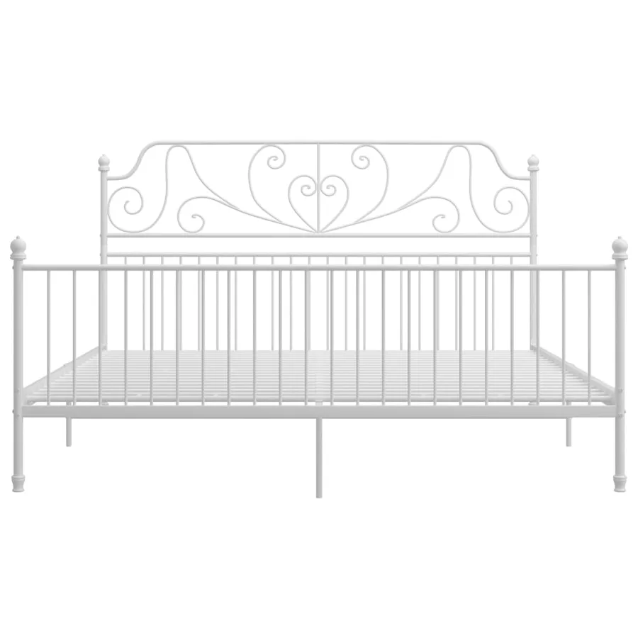 Cadre de lit sans matelas blanc métal 200x200 cm - 3