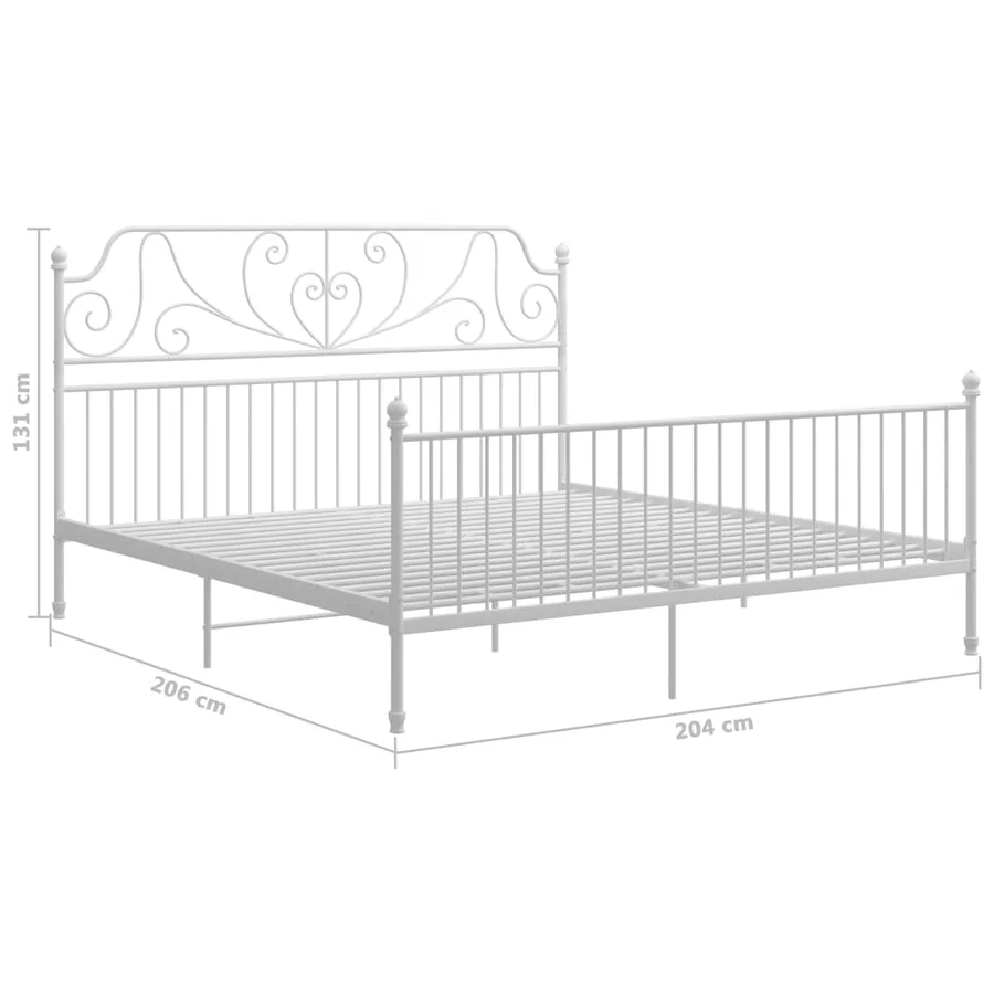 Cadre de lit sans matelas blanc métal 200x200 cm - 6