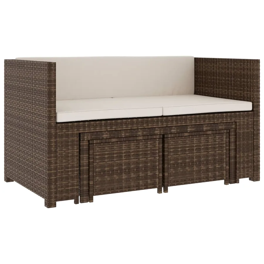 Salon de jardin 5 pcs avec coussins Résine tressée Marron - 11
