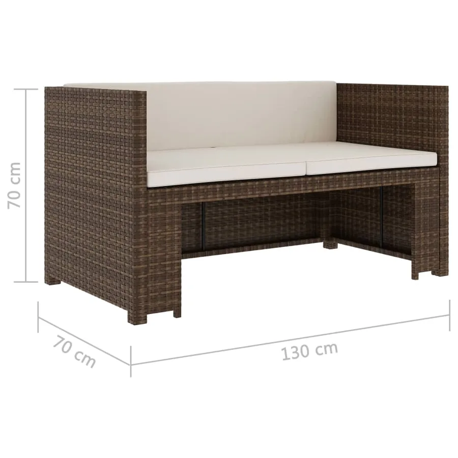 Salon de jardin 5 pcs avec coussins Résine tressée Marron - 15
