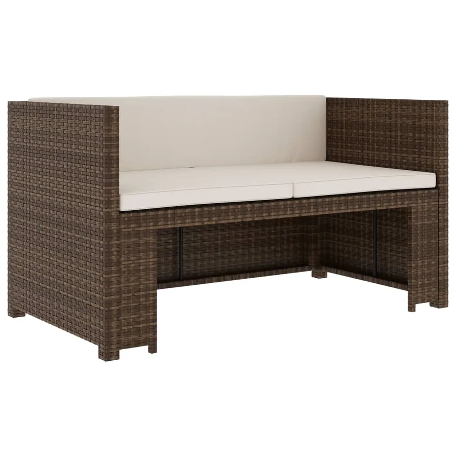 Salon de jardin 5 pcs avec coussins Résine tressée Marron - 3
