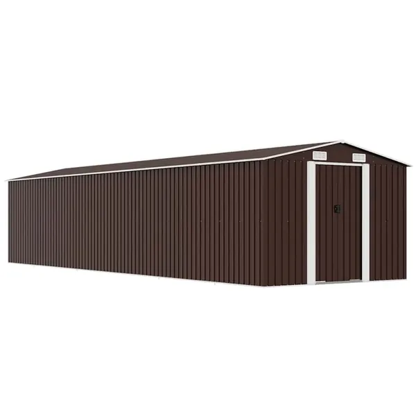 Abri de jardin Marron 257x779x181 cm Acier galvanisé