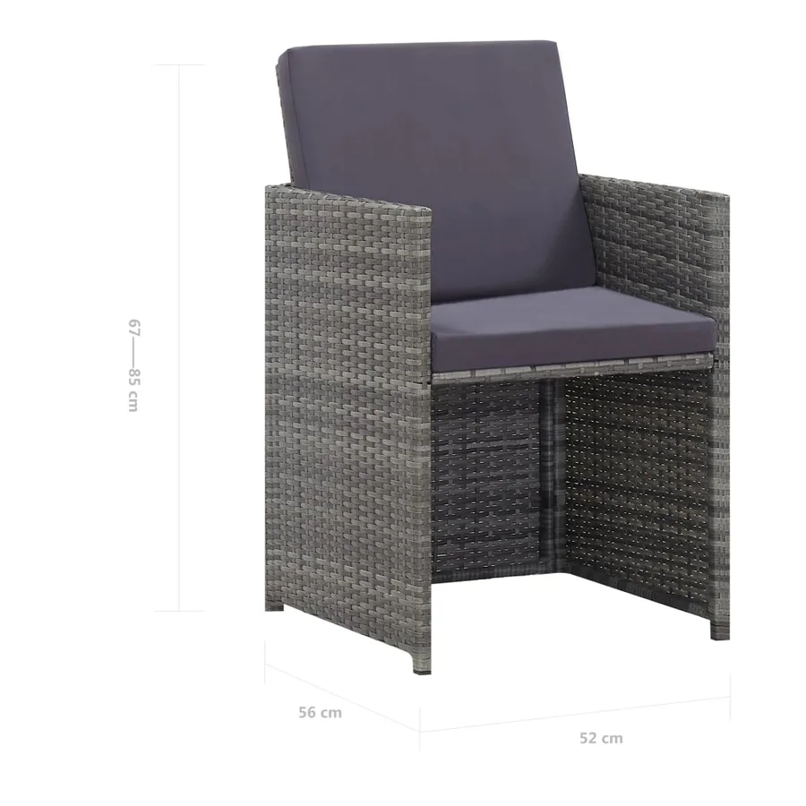 Ensemble à manger d'extérieur avec coussins 9pcs résine tressée - 10