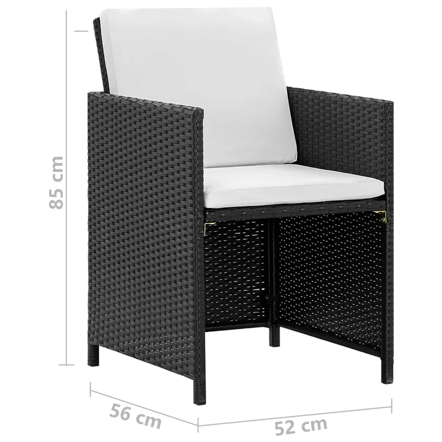Salon de jardin encastrable 5 pcs et coussins Rotin Noir - 7