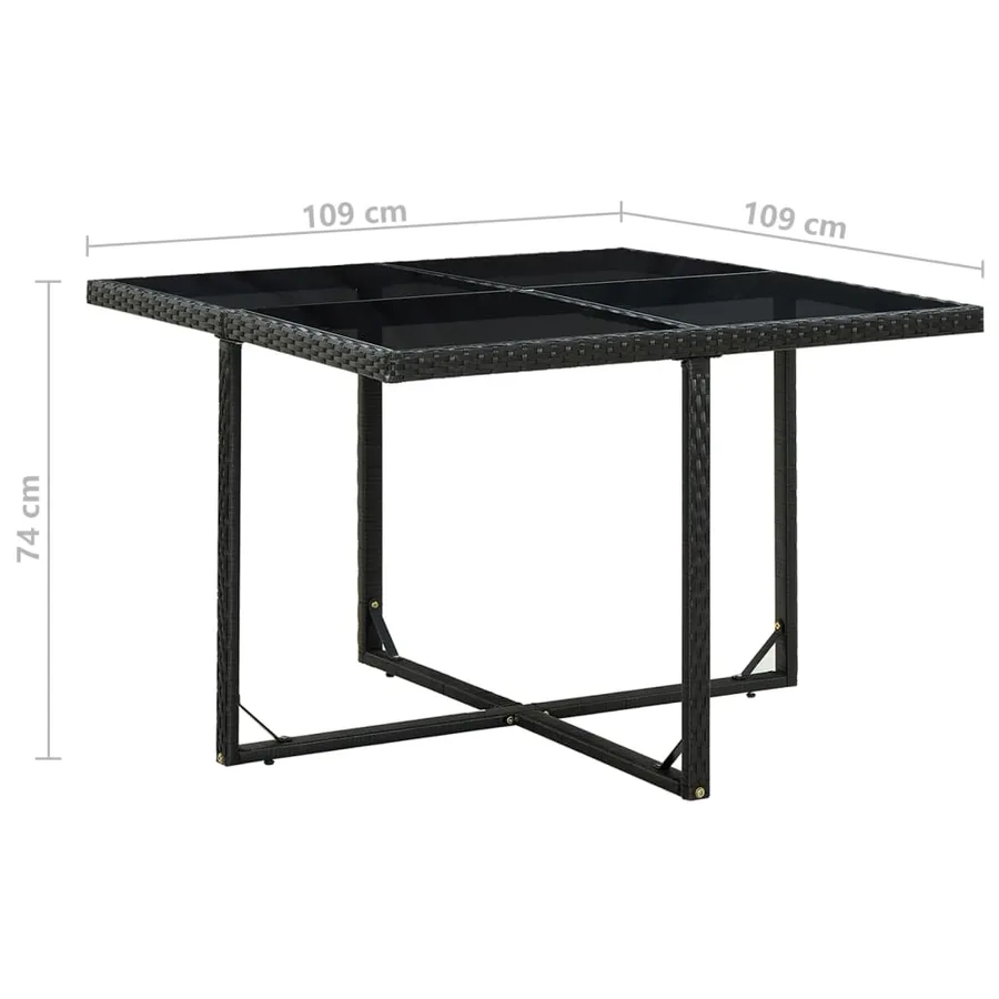 Salon de jardin encastrable 5 pcs et coussins Rotin Noir - 8