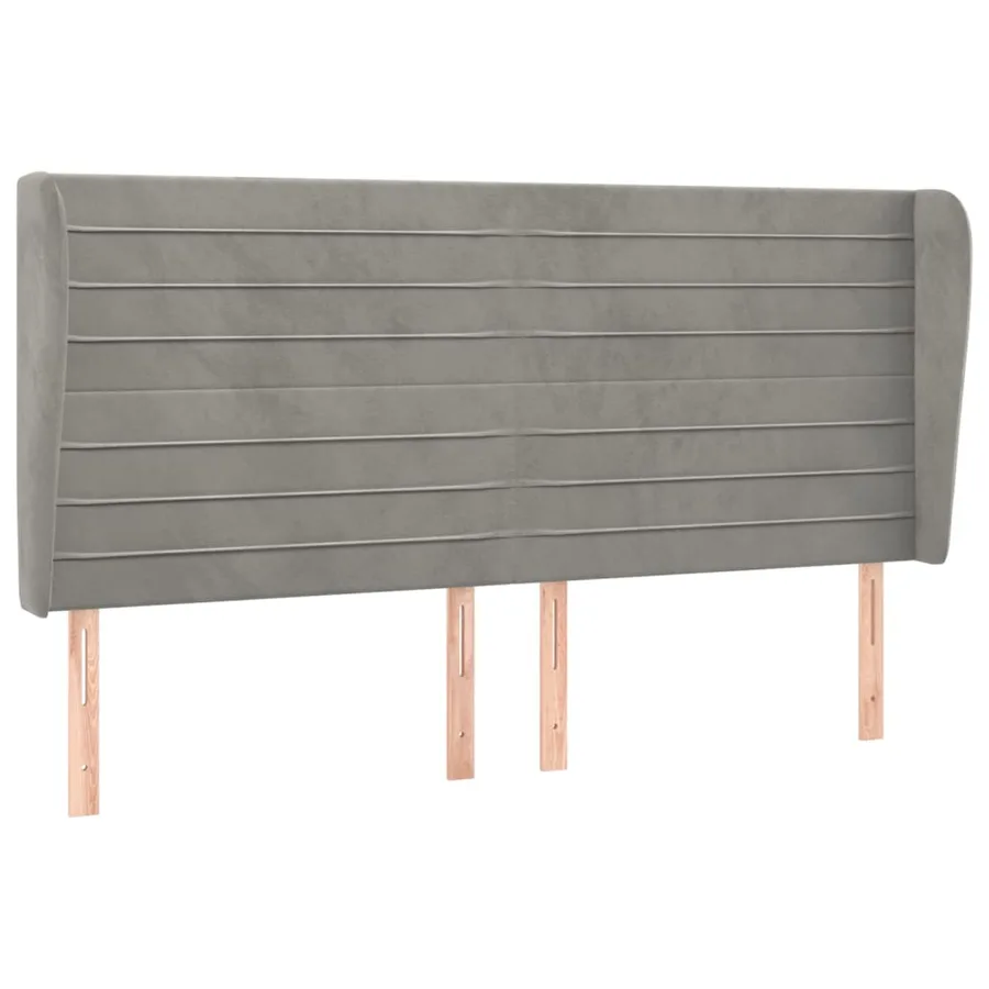 Tête de lit avec oreilles Gris clair 163x23x118/128 cm Velours - 2