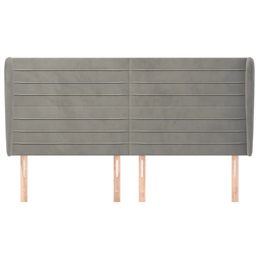 Tête de lit avec oreilles Gris clair 163x23x118/128 cm Velours - 3