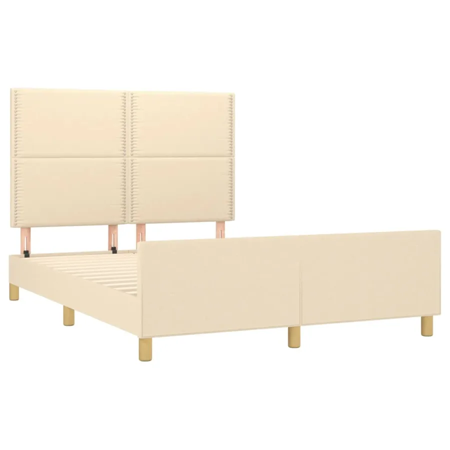 Cadre de lit sans matelas crème 140x190 cm tissu - 4