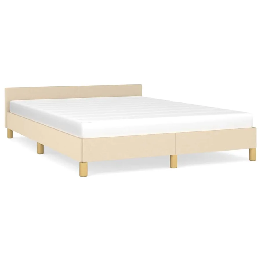 Cadre de lit sans matelas crème 140x190 cm tissu - 2