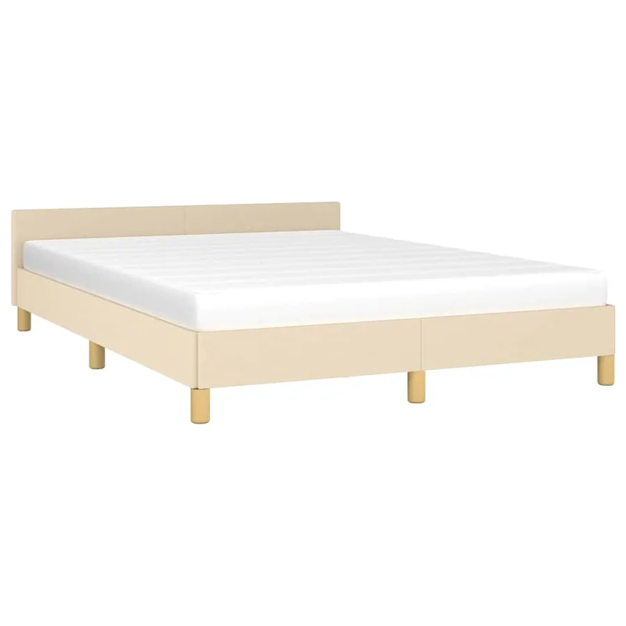 Cadre de lit sans matelas crème 140x190 cm tissu - 3