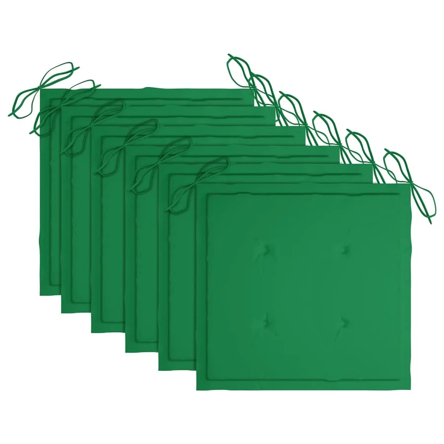 Chaises de jardin lot de 6 et coussins vert Bois de teck massif - 5