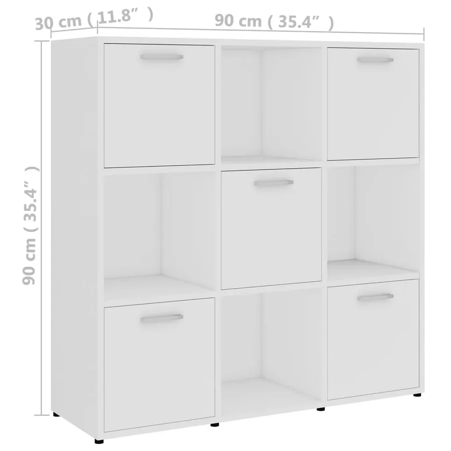 Bibliothèque Blanc 90x30x90 cm Bois d’ingénierie - 8