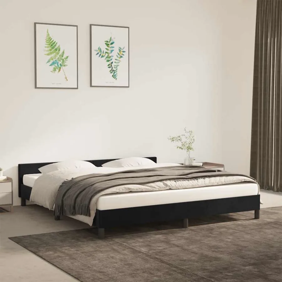 Cadre de lit sans matelas noir 160x200 cm velours