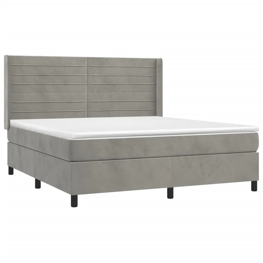 Sommier à lattes de lit matelas et LED Gris clair 160x200 cm - 4