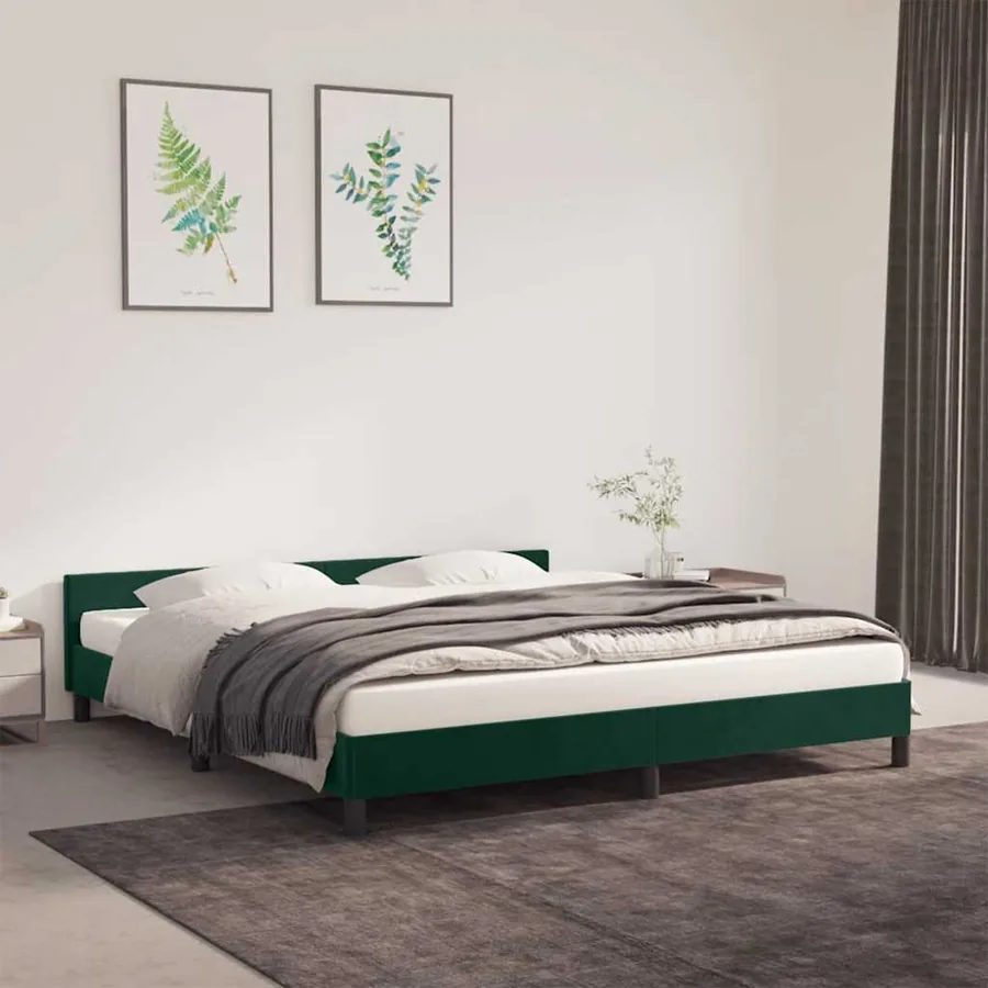 Cadre de lit sans matelas vert foncé 180x200 cm velours