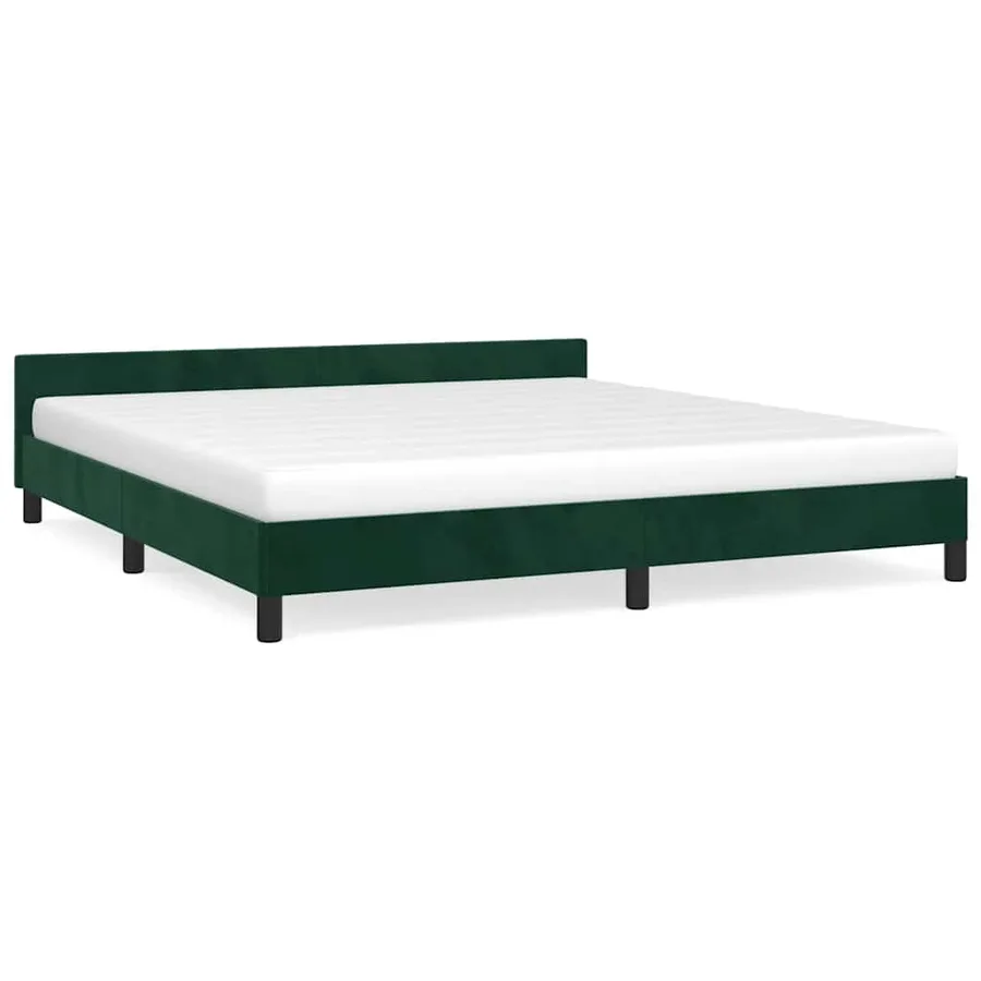Cadre de lit sans matelas vert foncé 180x200 cm velours - 2