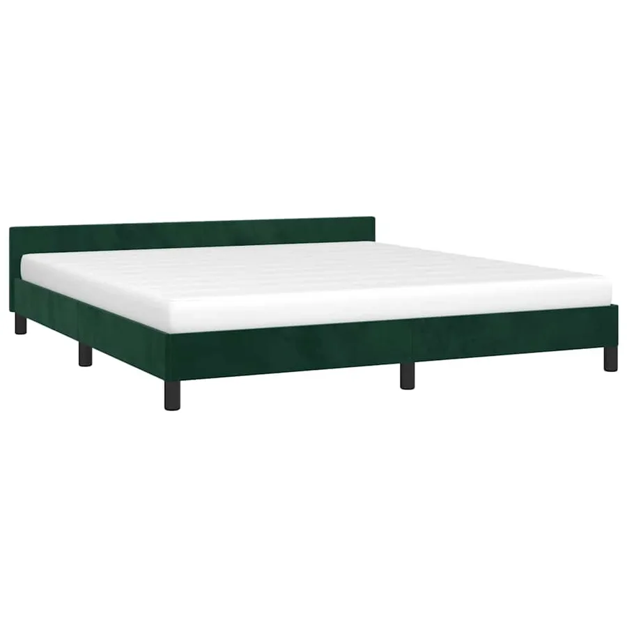 Cadre de lit sans matelas vert foncé 180x200 cm velours - 3