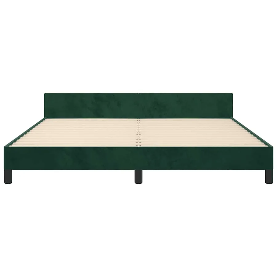 Cadre de lit sans matelas vert foncé 180x200 cm velours - 5