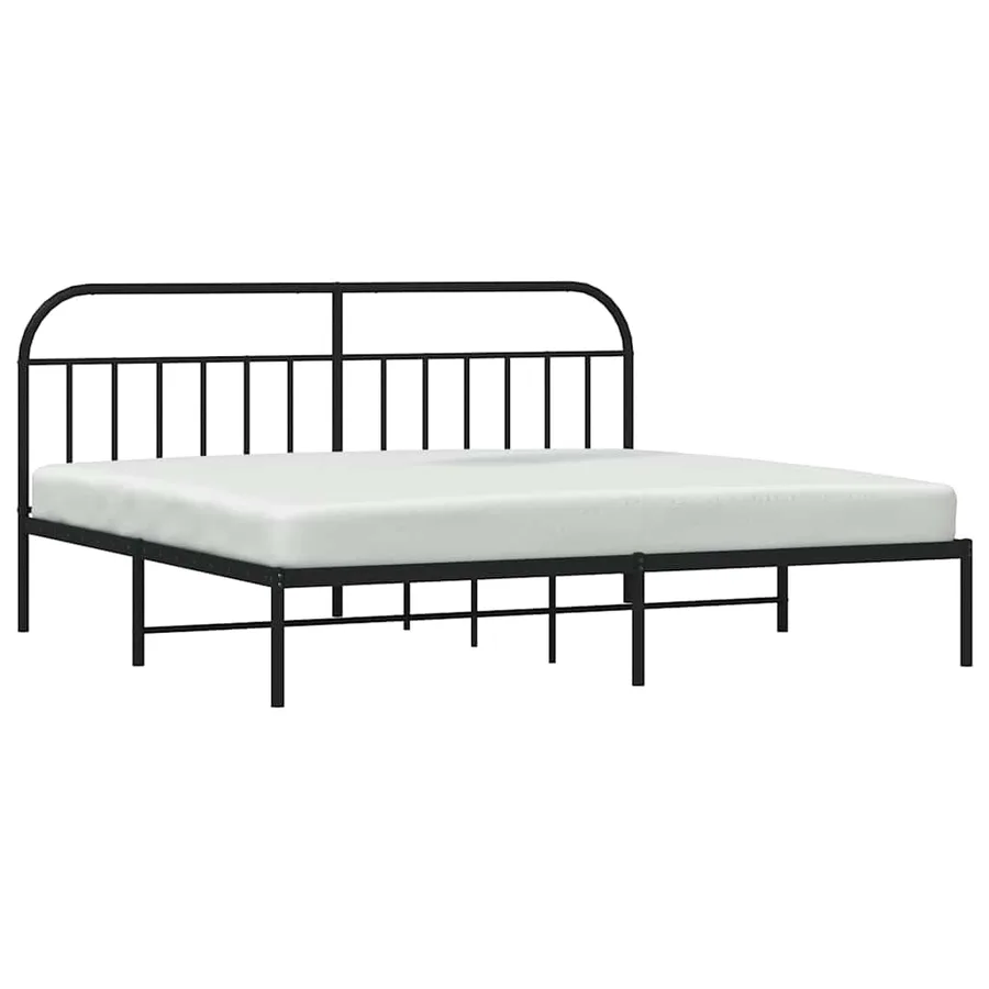 Cadre de lit métal sans matelas avec tête de lit noir 200x200cm - 5