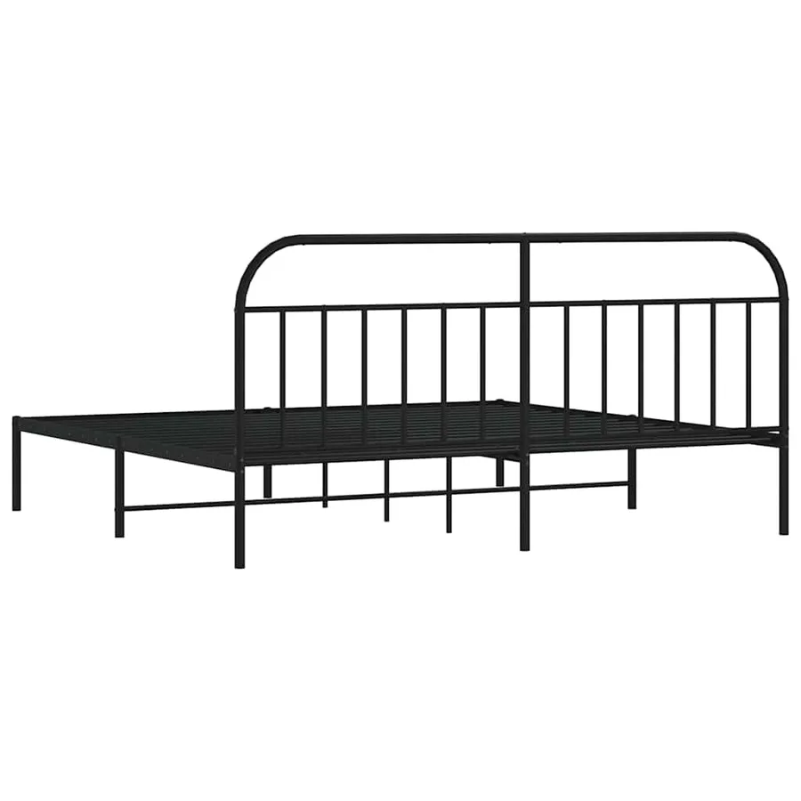 Cadre de lit métal sans matelas avec tête de lit noir 200x200cm - 8