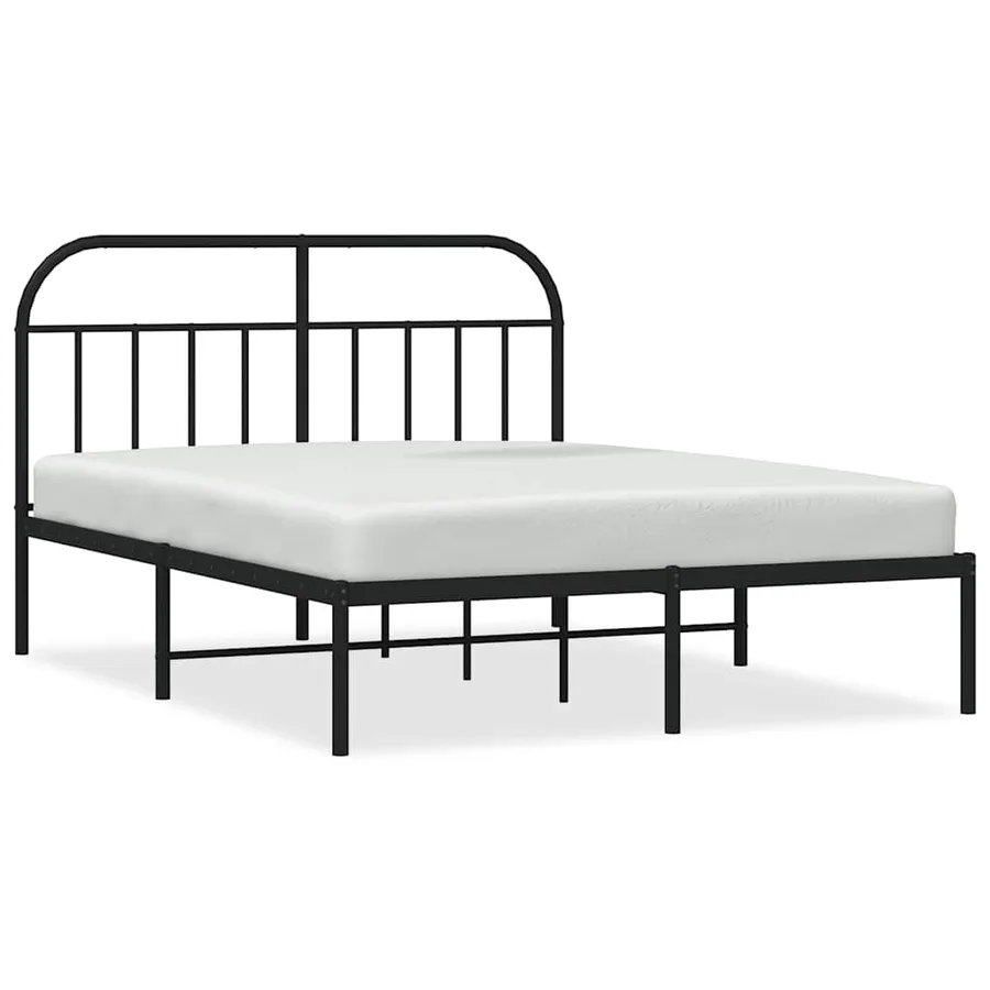 Cadre de lit métal sans matelas avec tête de lit noir 150x200cm - 2