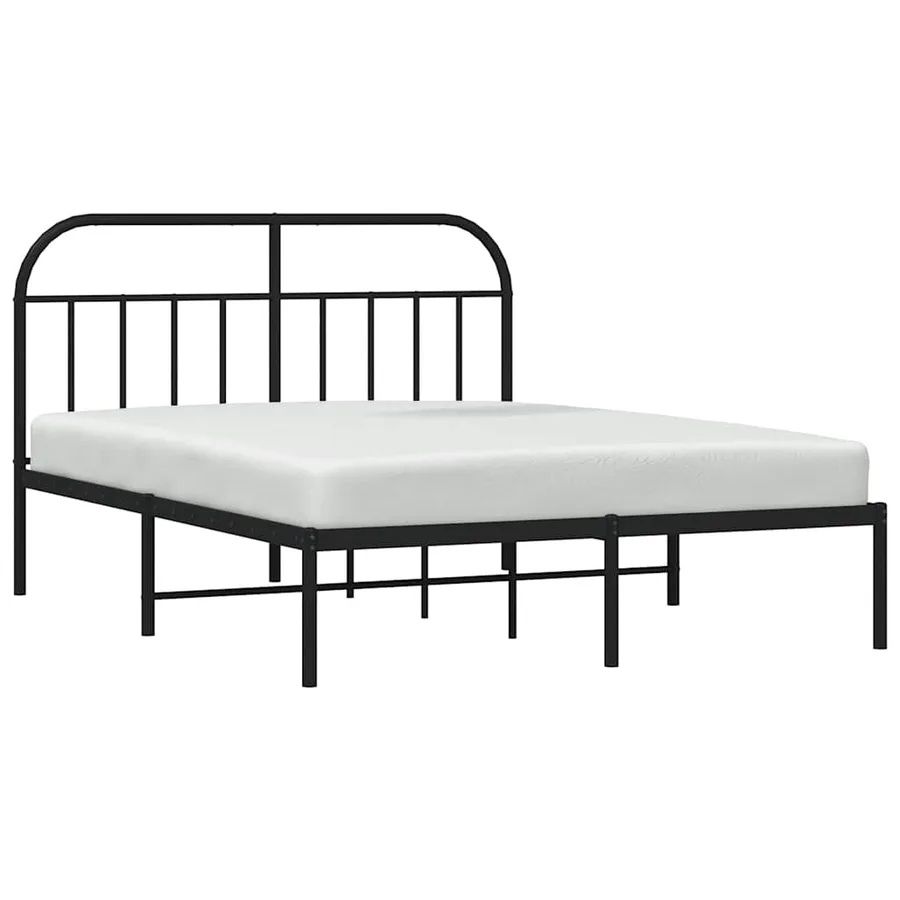 Cadre de lit métal sans matelas avec tête de lit noir 150x200cm - 5