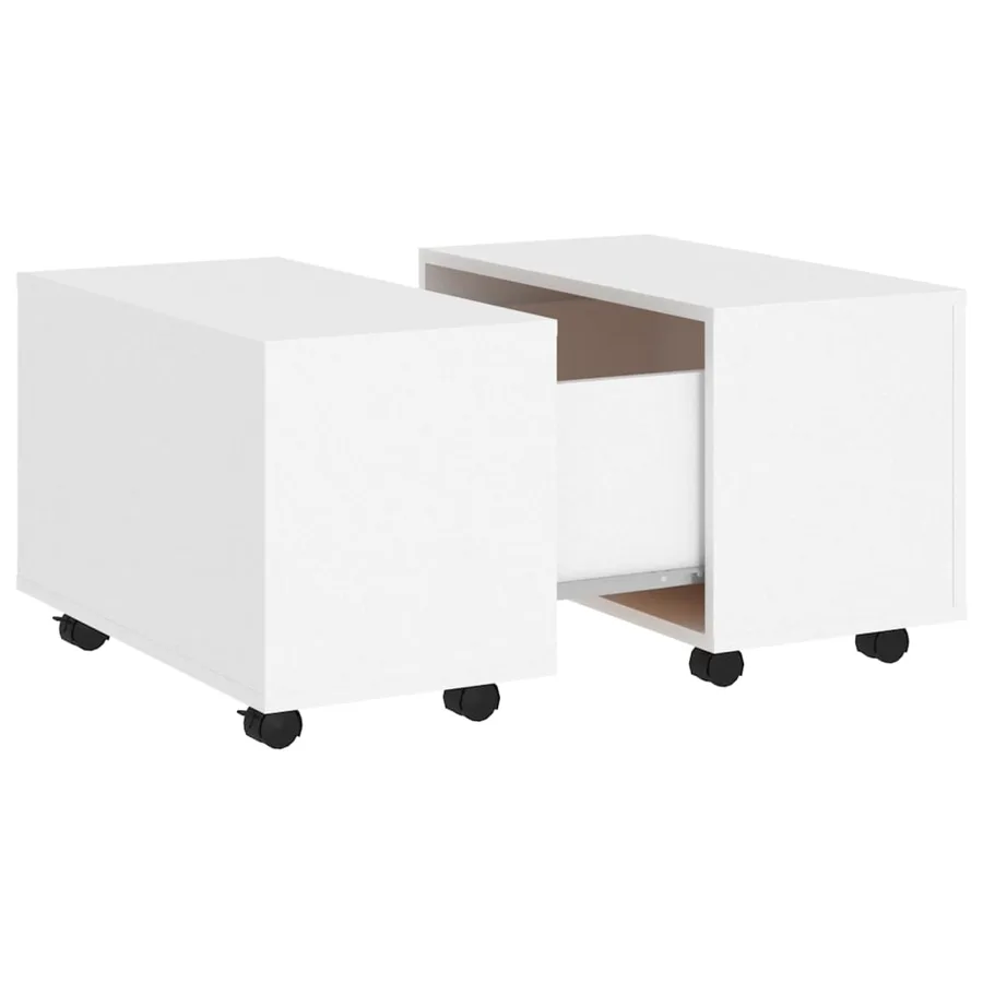 Table basse blanc 60x60x38 cm bois d'ingénierie - 2
