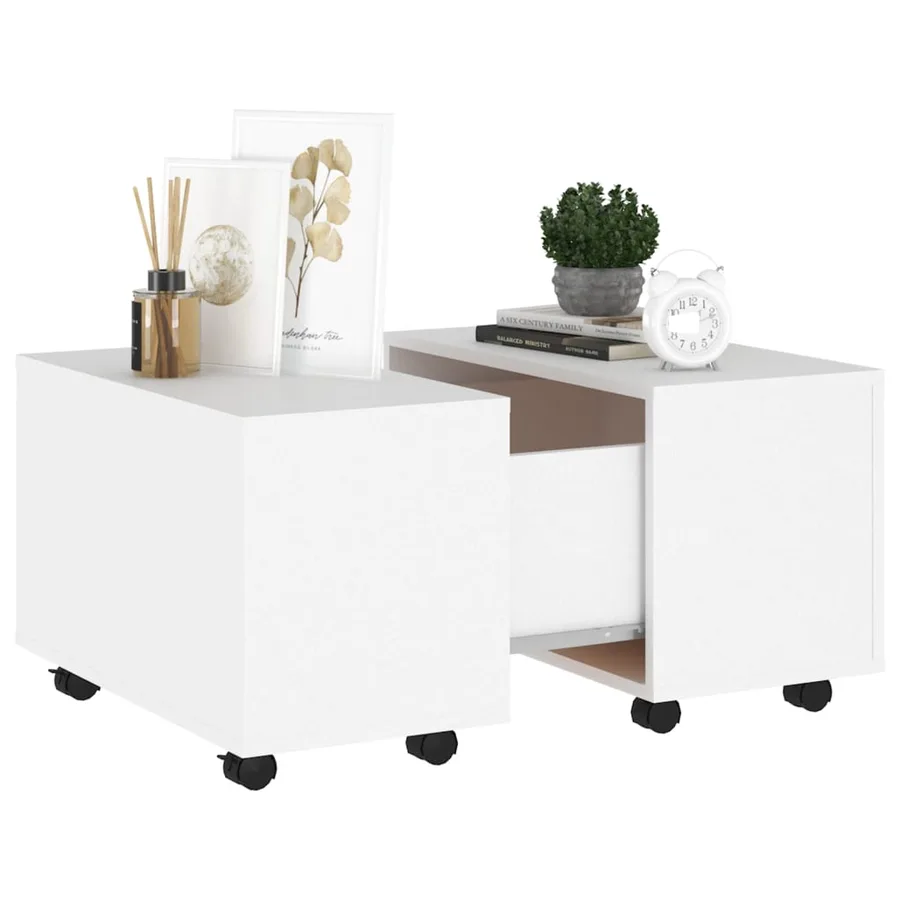 Table basse blanc 60x60x38 cm bois d'ingénierie - 4