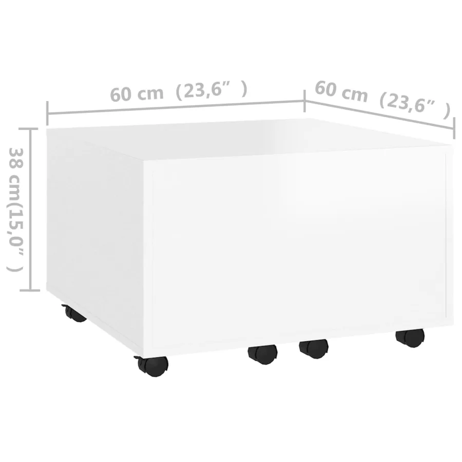 Table basse blanc 60x60x38 cm bois d'ingénierie - 8