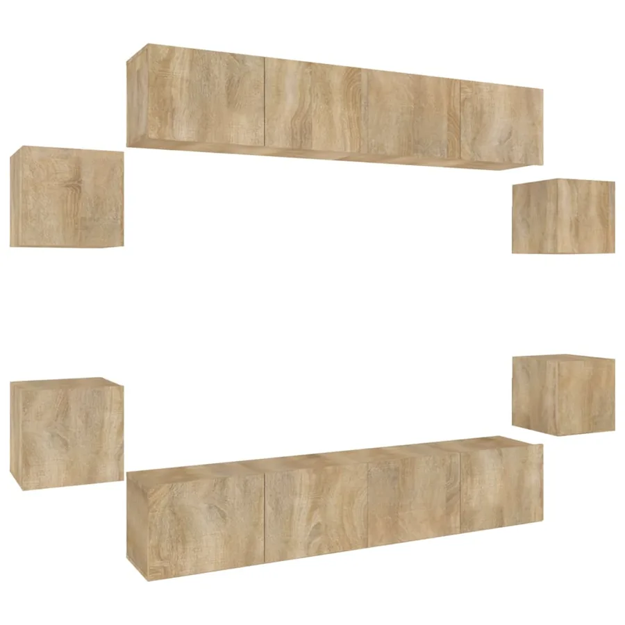 Ensemble de meubles TV 8 pcs Chêne sonoma Bois d'ingénierie - 2