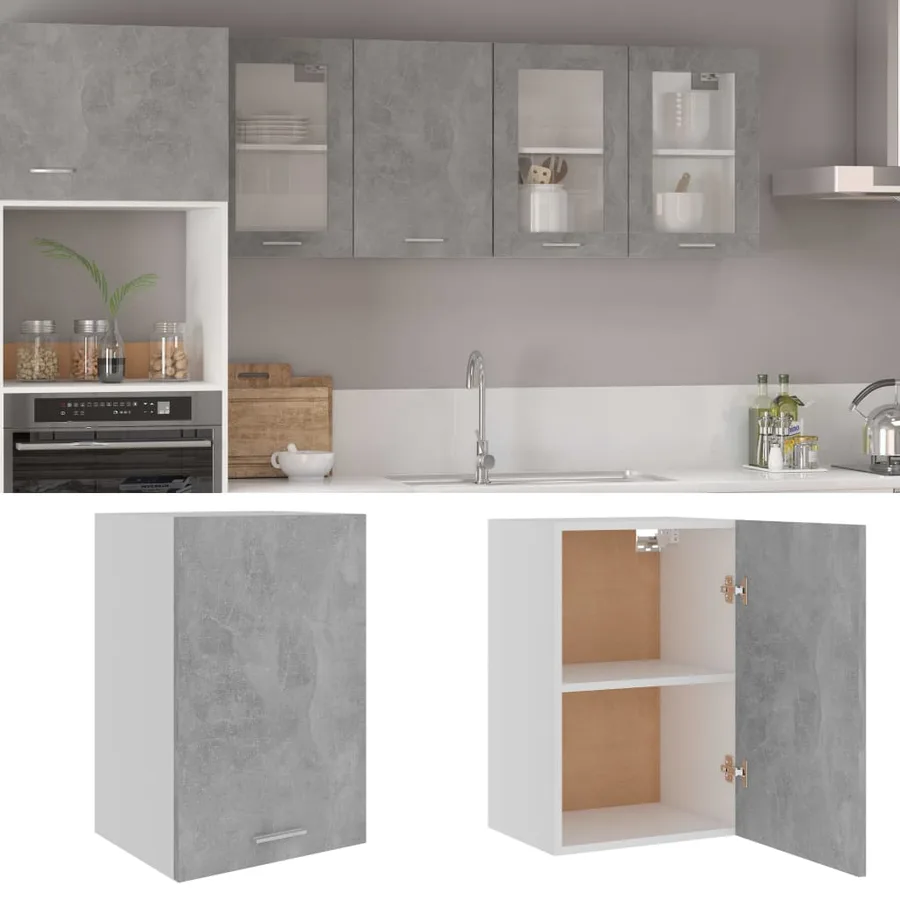 Armoire suspendue "Lyon" Gris béton 39,5 x 31 x 60 cm Bois d'ingénierie - 2