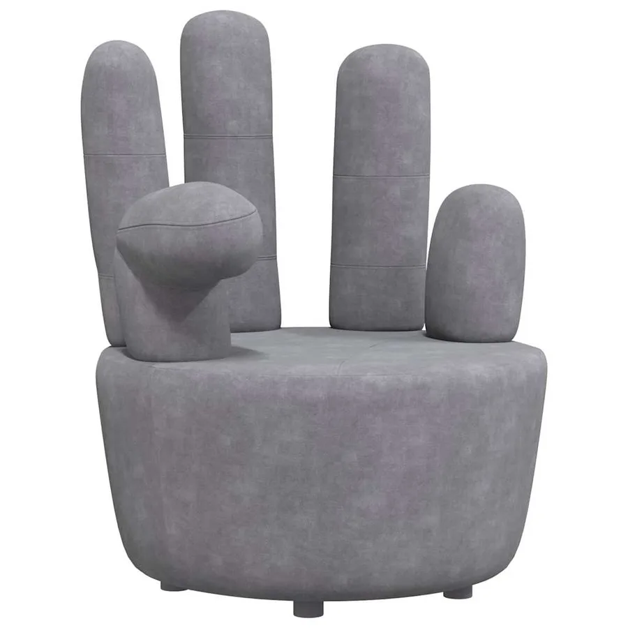 Chaise en forme de main gris velours - 2