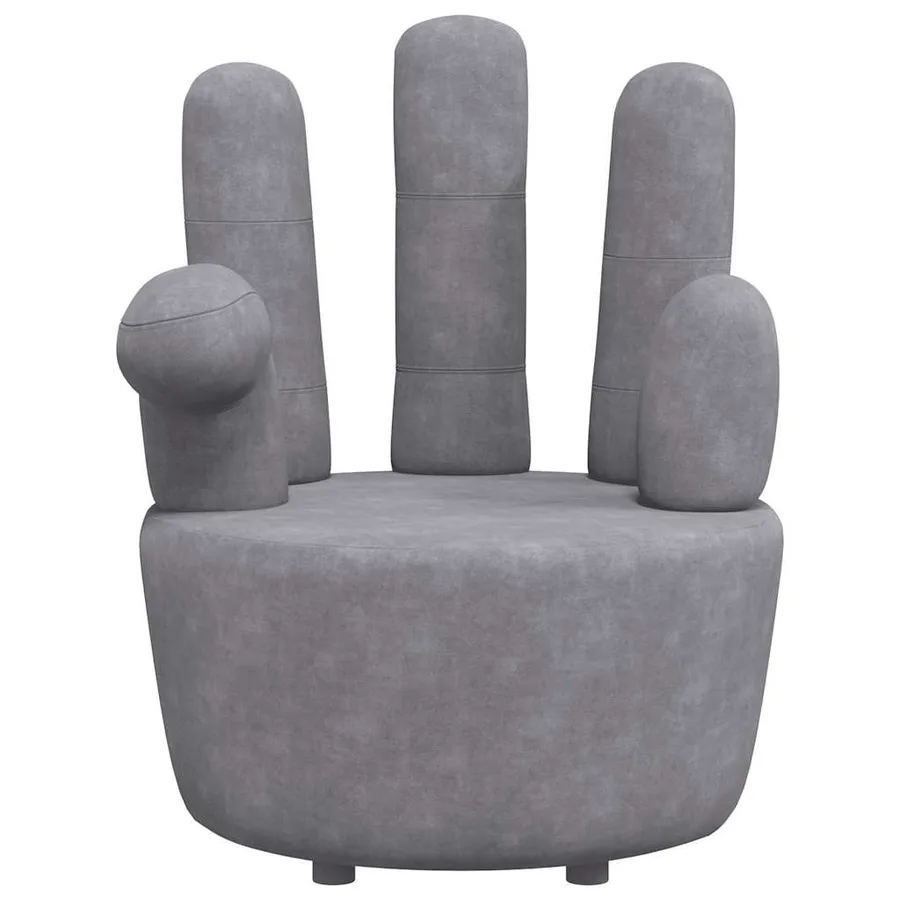 Chaise en forme de main gris velours - 4