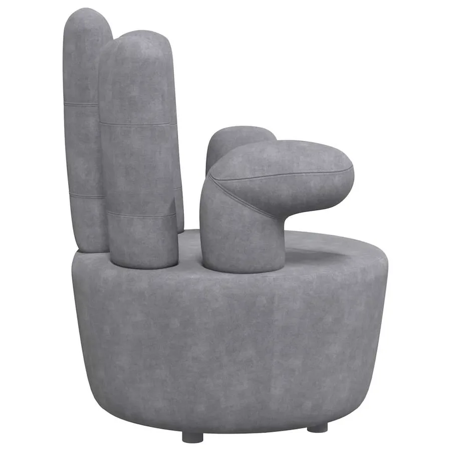 Chaise en forme de main gris velours - 5
