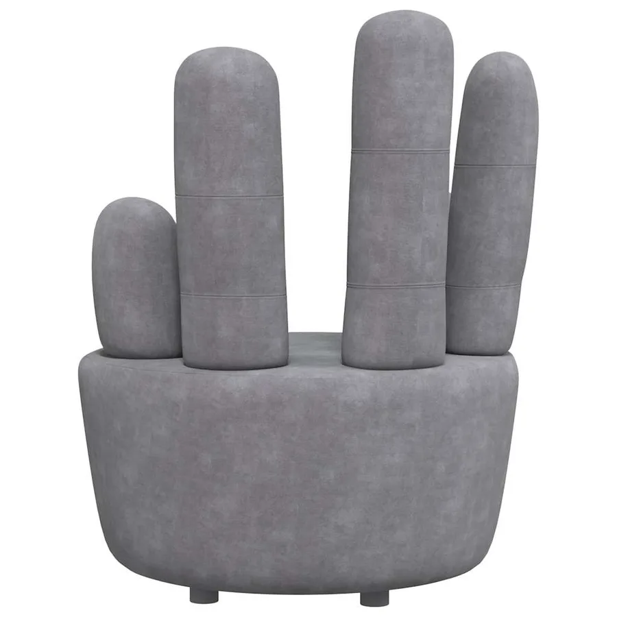 Chaise en forme de main gris velours - 6