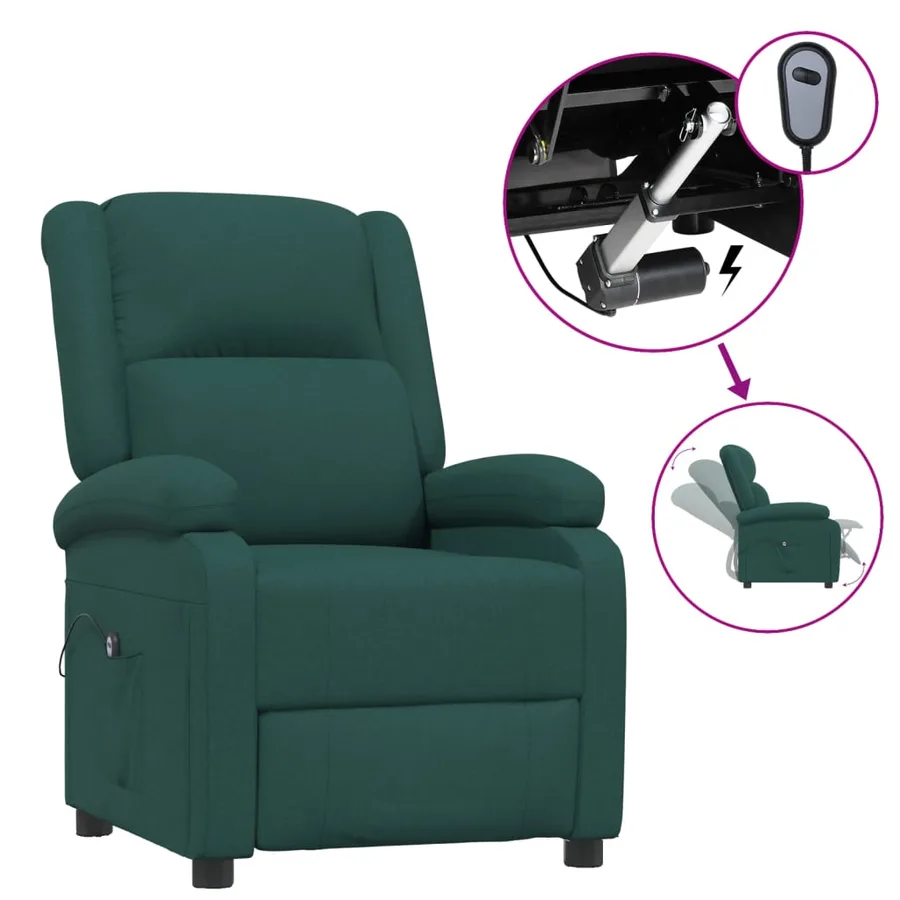 Fauteuil inclinable électrique Vert foncé Tissu - 2
