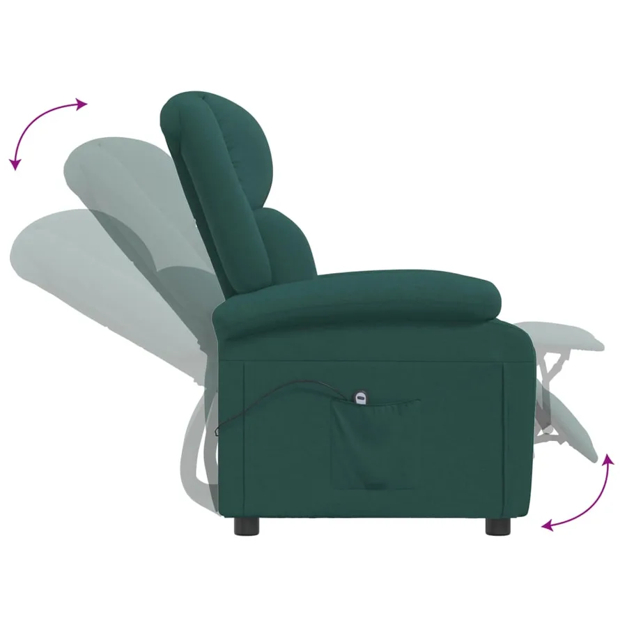 Fauteuil inclinable électrique Vert foncé Tissu - 7