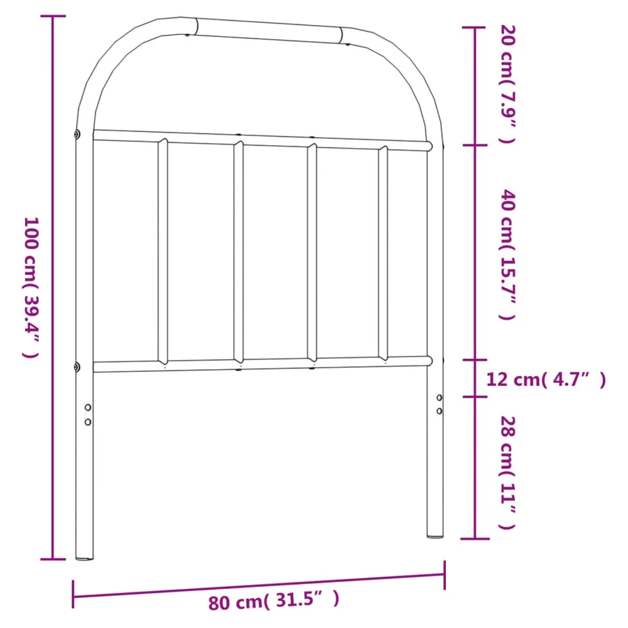Tête de lit de remplacement métal noir 75 cm - 7