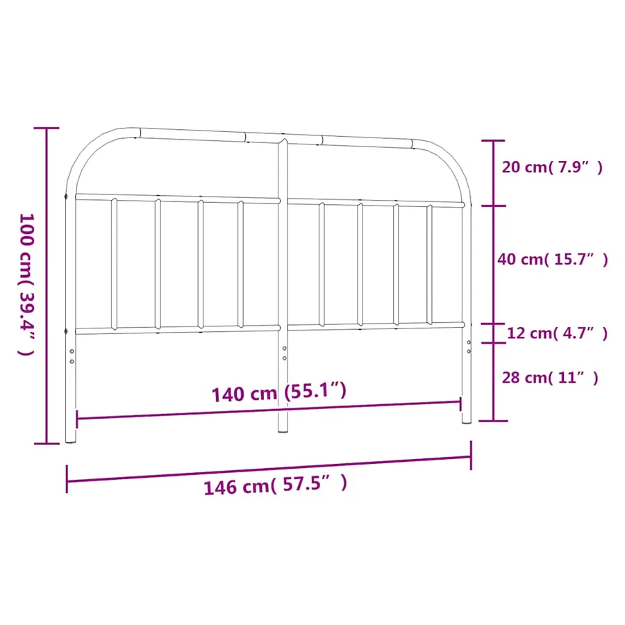 Tête de lit de remplacement métal noir 140 cm - 7
