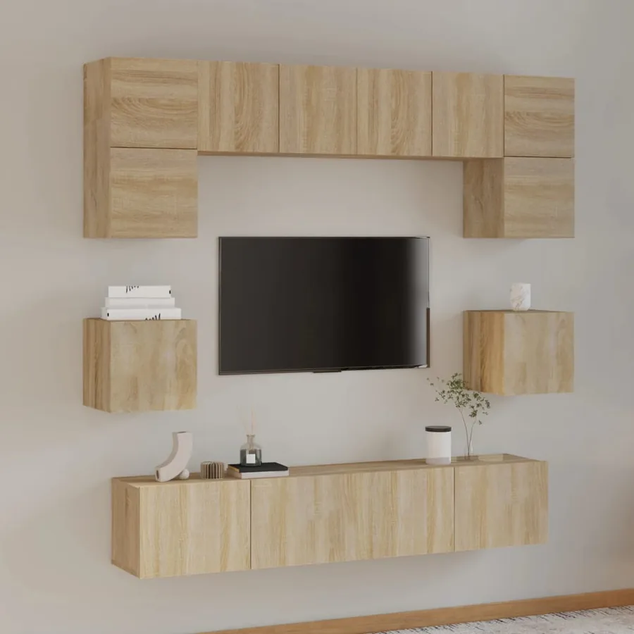 Ensemble de meubles TV 8 pcs Chêne sonoma Bois d'ingénierie