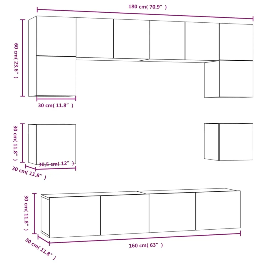 Ensemble de meubles TV 8 pcs Chêne sonoma Bois d'ingénierie - 10