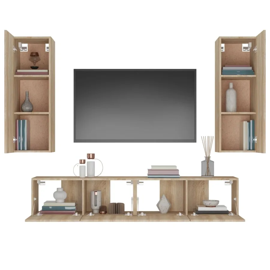 Ensemble de meubles TV 4 pcs Chêne sonoma Bois d'ingénierie - 11