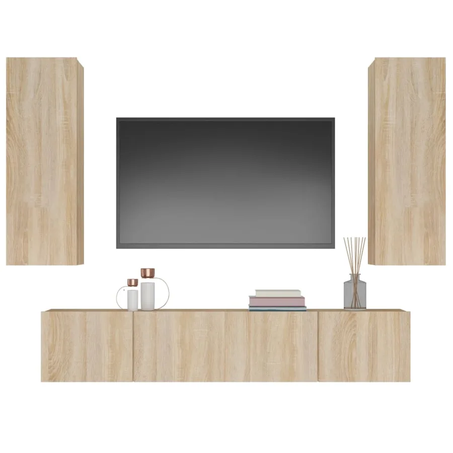 Ensemble de meubles TV 4 pcs Chêne sonoma Bois d'ingénierie - 8