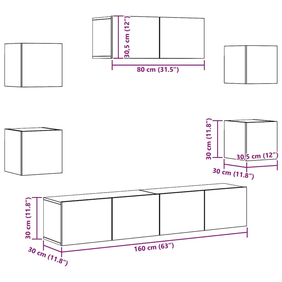 Ensemble de meubles TV 7 pcs Chêne sonoma Bois d'ingénierie - 10
