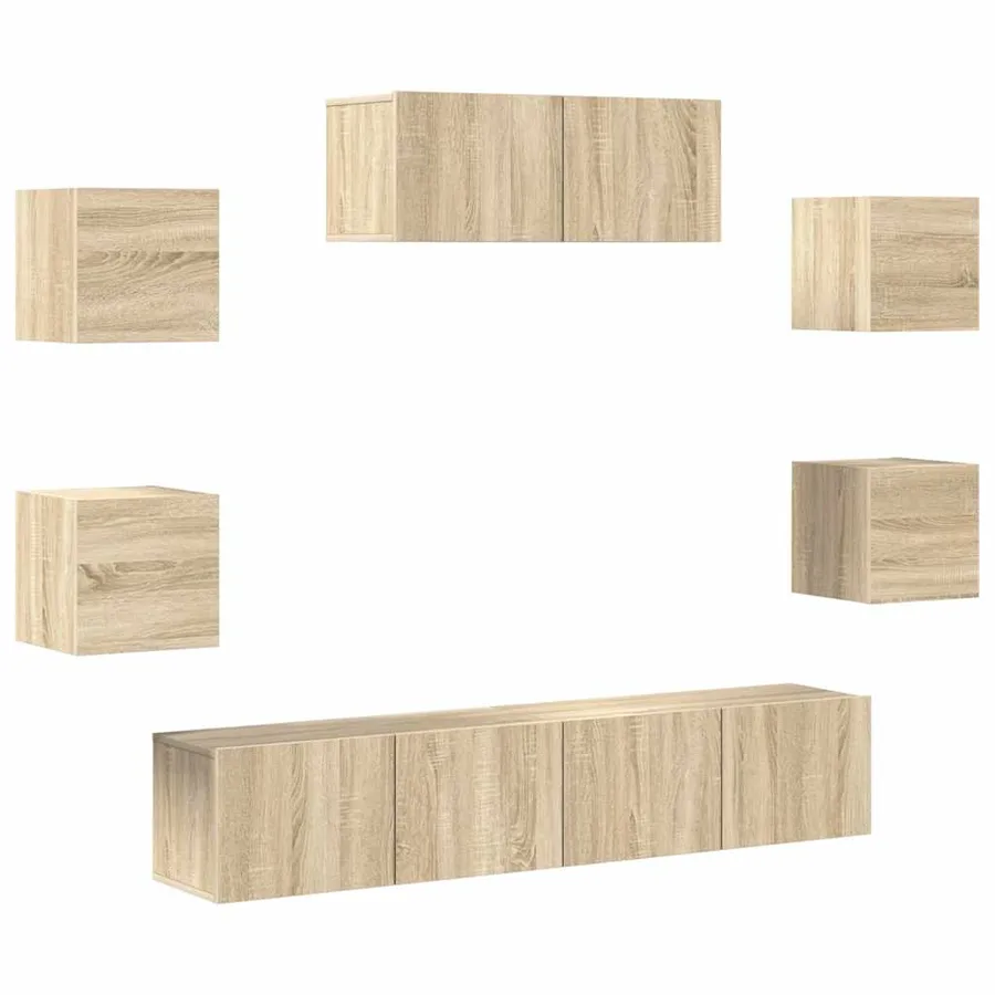 Ensemble de meubles TV 7 pcs Chêne sonoma Bois d'ingénierie - 2