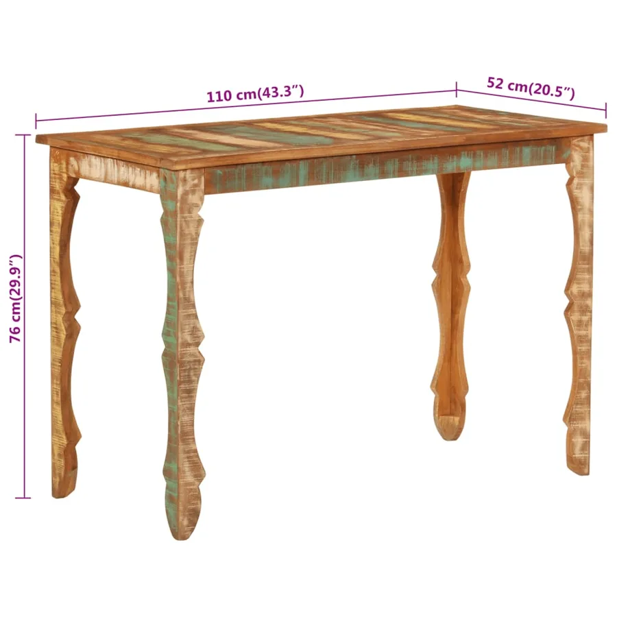 Table à manger 110x52x76 cm bois massif de récupération - 8