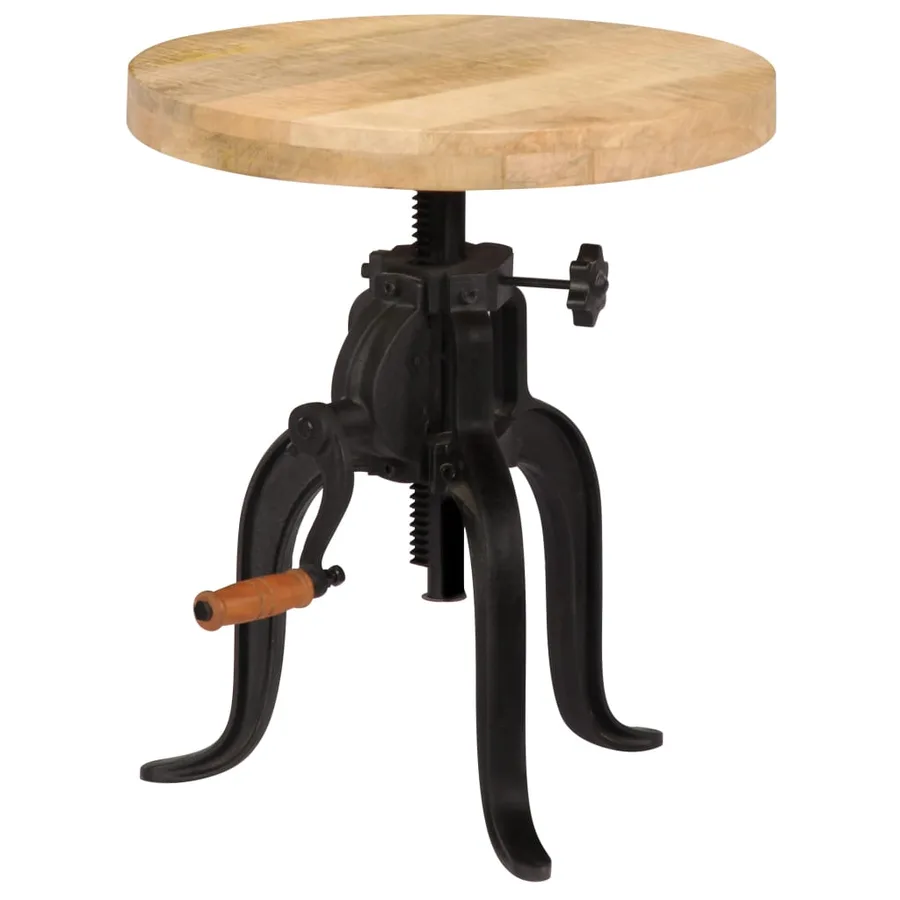 Table d'appoint 45x (45-62) cm Bois de manguier massif et fonte - 10