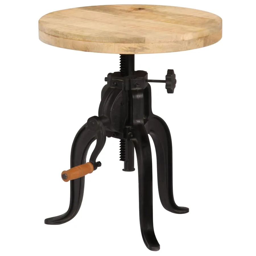 Table d'appoint 45x (45-62) cm Bois de manguier massif et fonte - 11