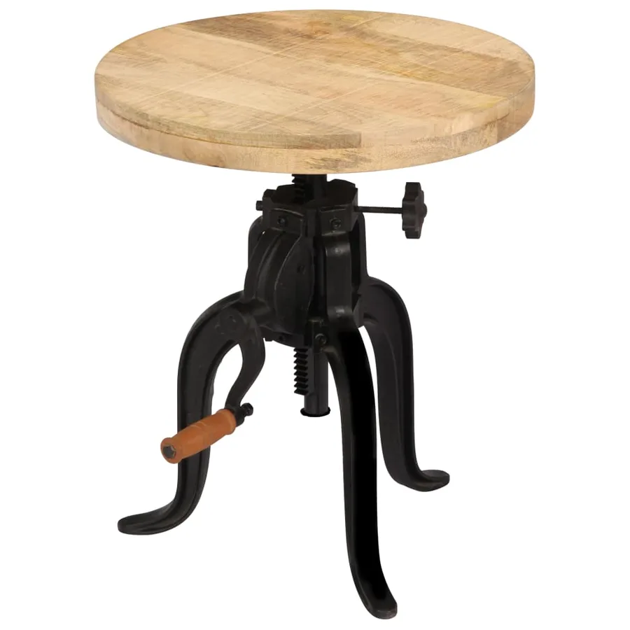 Table d'appoint 45x (45-62) cm Bois de manguier massif et fonte - 12